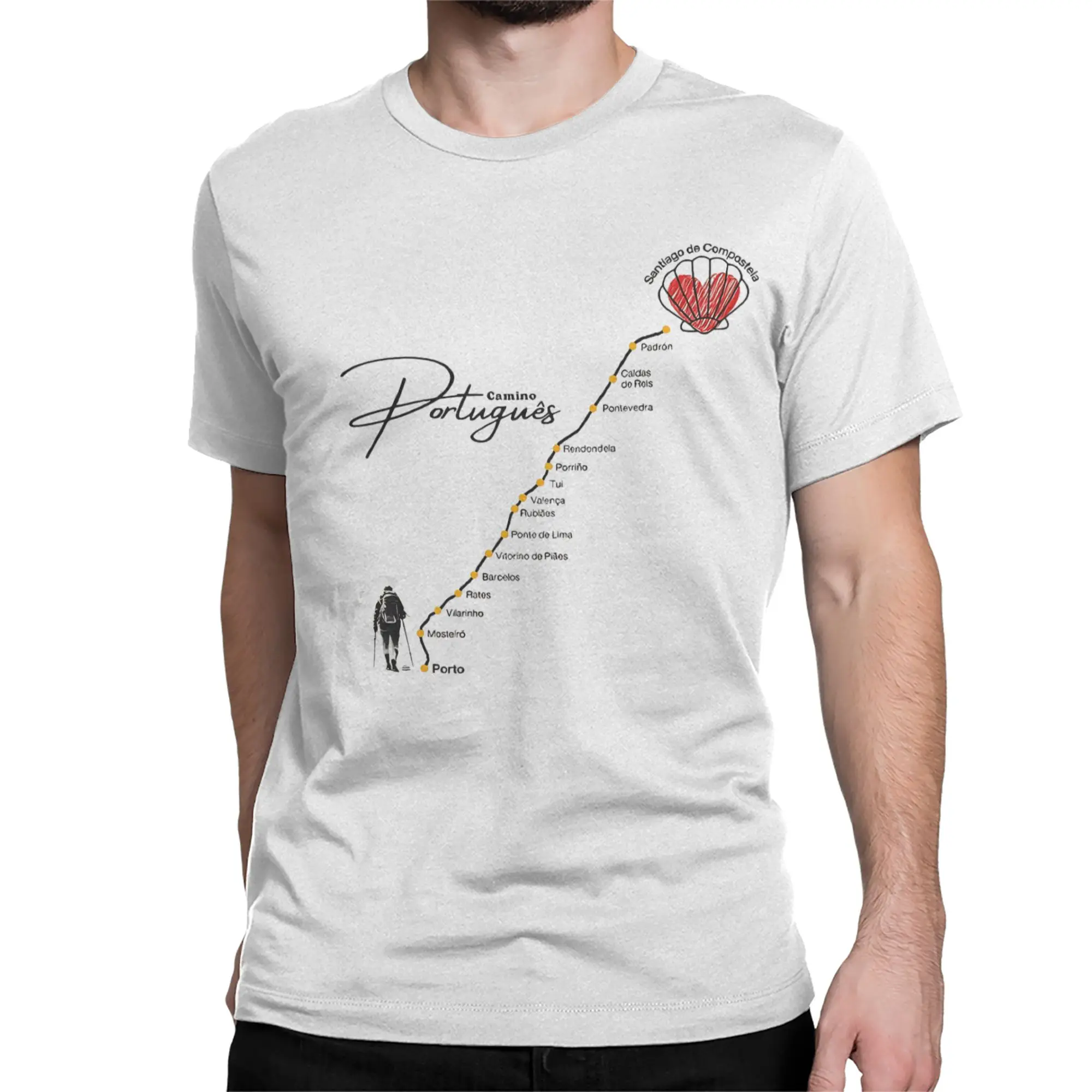 Men Women Camino de Santiago Portuguese Way T Shirts  100% Cotton Clothing Short Sleeve Crew Neck Tee Shirt Classic T-Shirt
