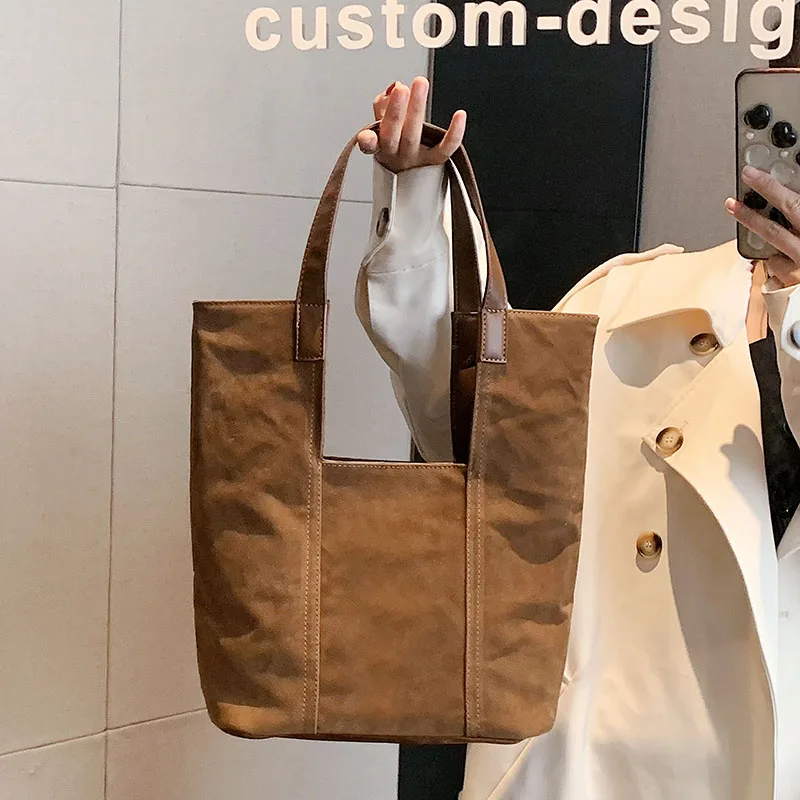 Faux Suede Fabric Women Fashion Bag Luxury Brand Designer PU Leather Handbags Large Shoulder Bags For Women 2023 Casual Tote Bag