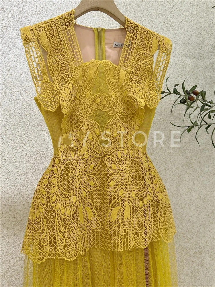 Imagem -05 - Vestido sem Mangas Vestido Mulheres Verão Vintage Festa Backless Vestidos Praia Mulher Runway Sexy Bordado Lace Boho Vestido 2023