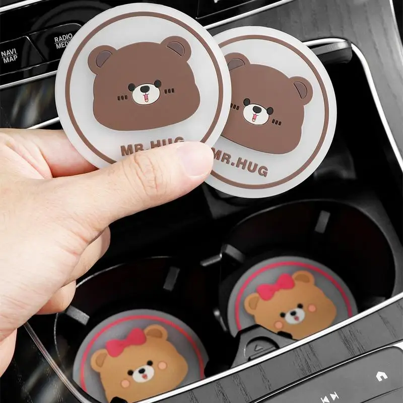 Car Coasters For Cup Holders Non-slip Automotive Cup Holder Coasters Cartoon Animal Round Heat-Resistant Anti-Slip Table Coaster