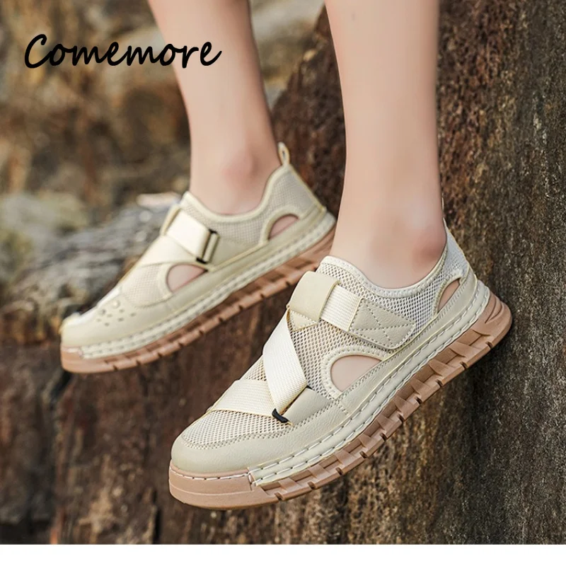 Comemore Leisure Summer Men Sandals Outdoor Sports Driving Male's Water Wading Beach Shoes Mesh Non-Slip Man Roman Footwears