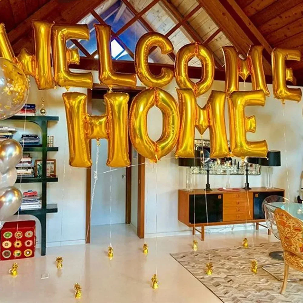 

1set 16inch Rose Gold Welcome Home Letter Foil Balloons Welcome Back to Home Event Party supplies Inflatable Air globals Decor