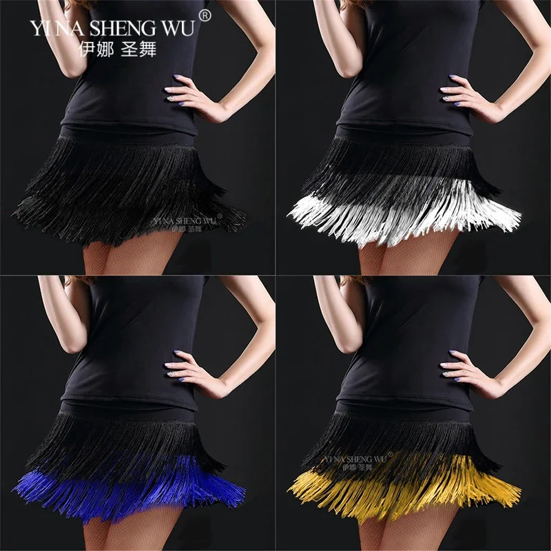 الكبار اللاتينية تنورة رقص طبقتين شرابة ممارسة تنورة قصيرة المرأة تشا تشا أداء الرقص الحديث زي مهدب تنورة