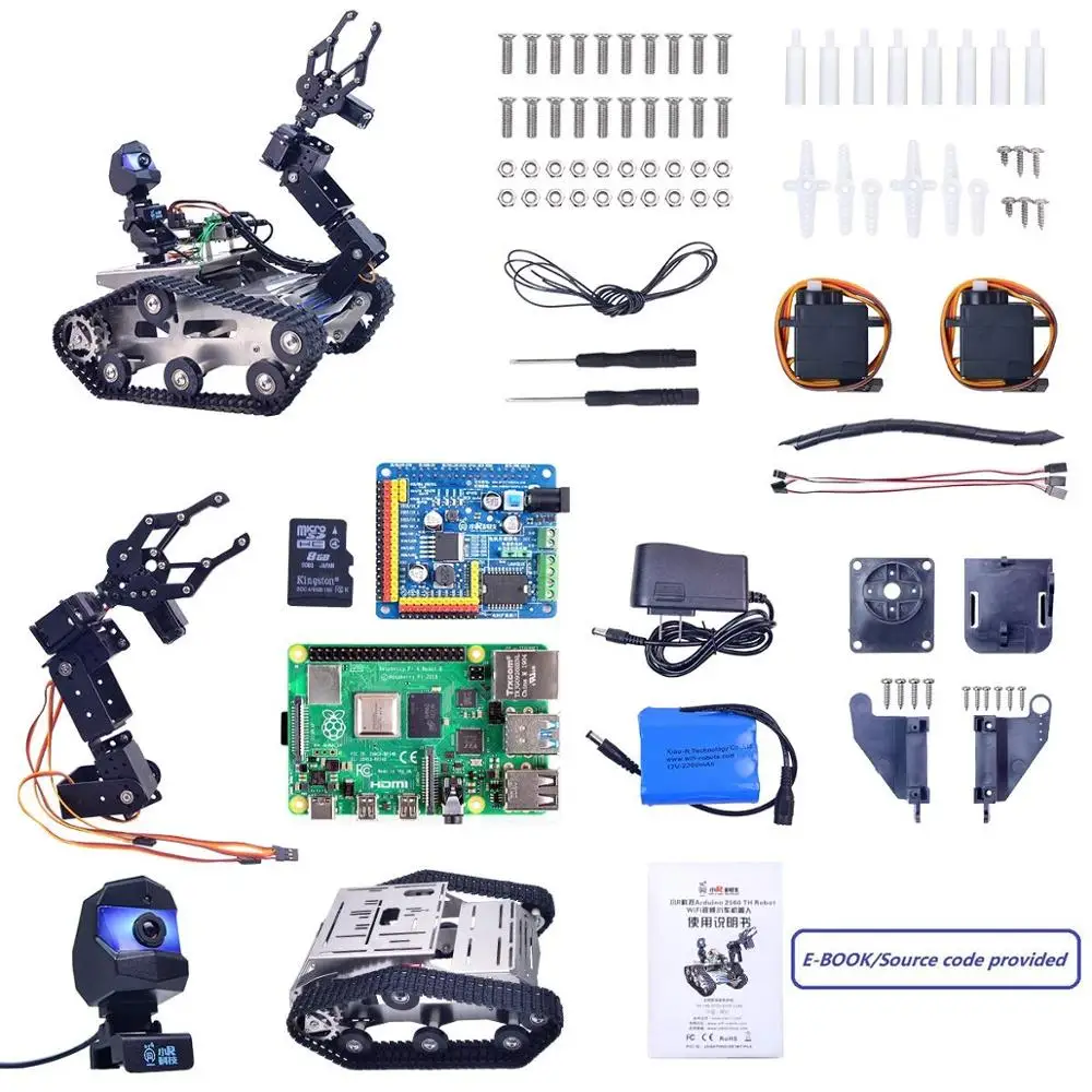 Kit de carro inteligente para Raspberry Pi, controle WiFi/BT, planejamento de caminho,
