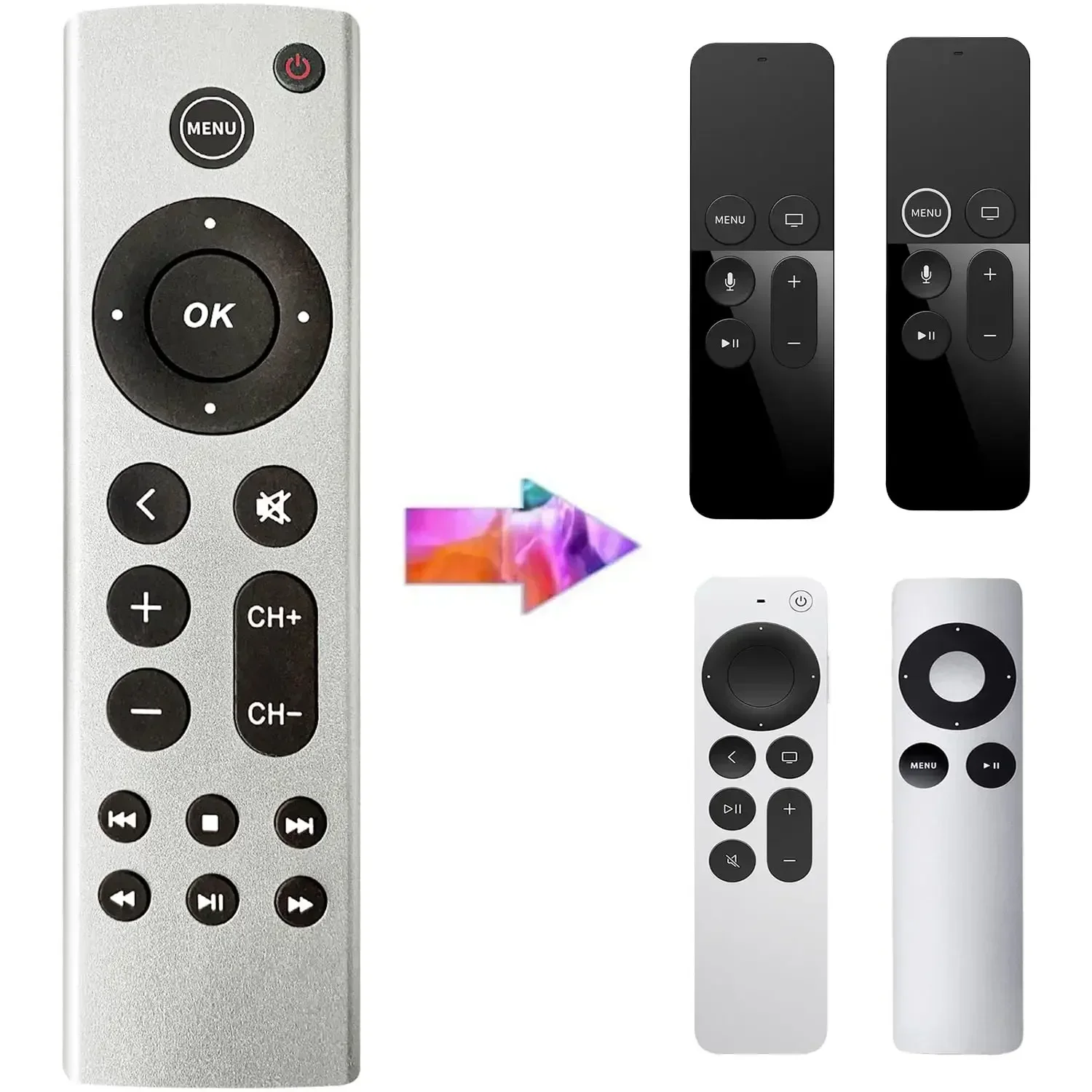 New  Remote Control Fit For Apple TV 4K/ Gen 1 2 3 4/ HD A2843 A2737 A2169 A1842 A1625 A1427 A1469 A1378 A1218 Without Voice