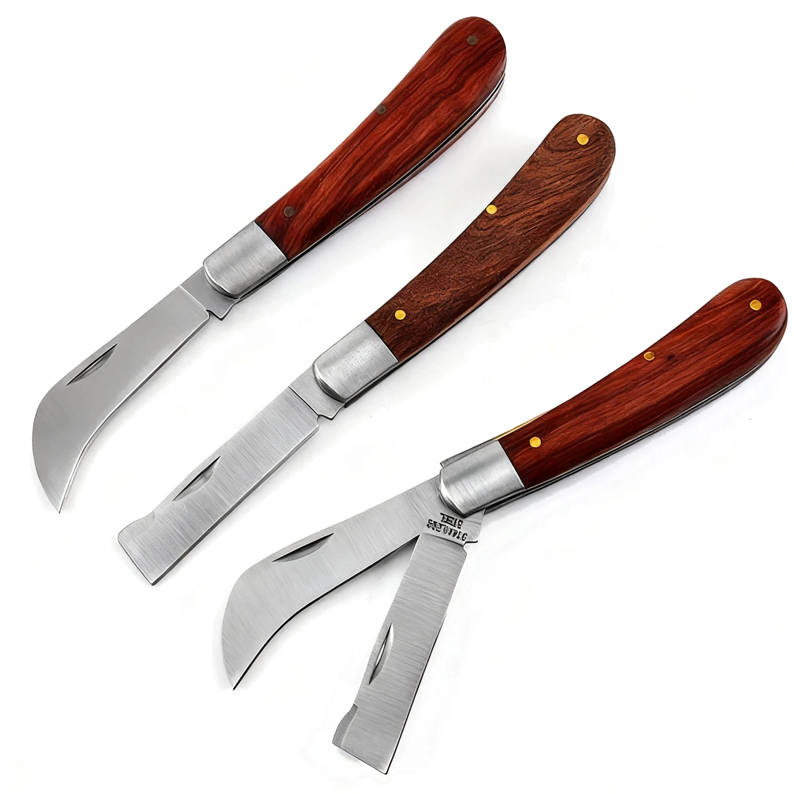 COSY Stainless Steel Foldable Grafting Knife Garden Single-blade, Straight, Double-blade with Curved and Straight Blades