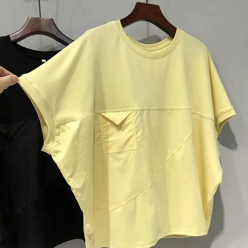 Solid Color Patchwork Short Sleeve Korean T Shirts Summer New Loose Simplicity Youth Casual Tops Fashion Harajuku Women Clothing