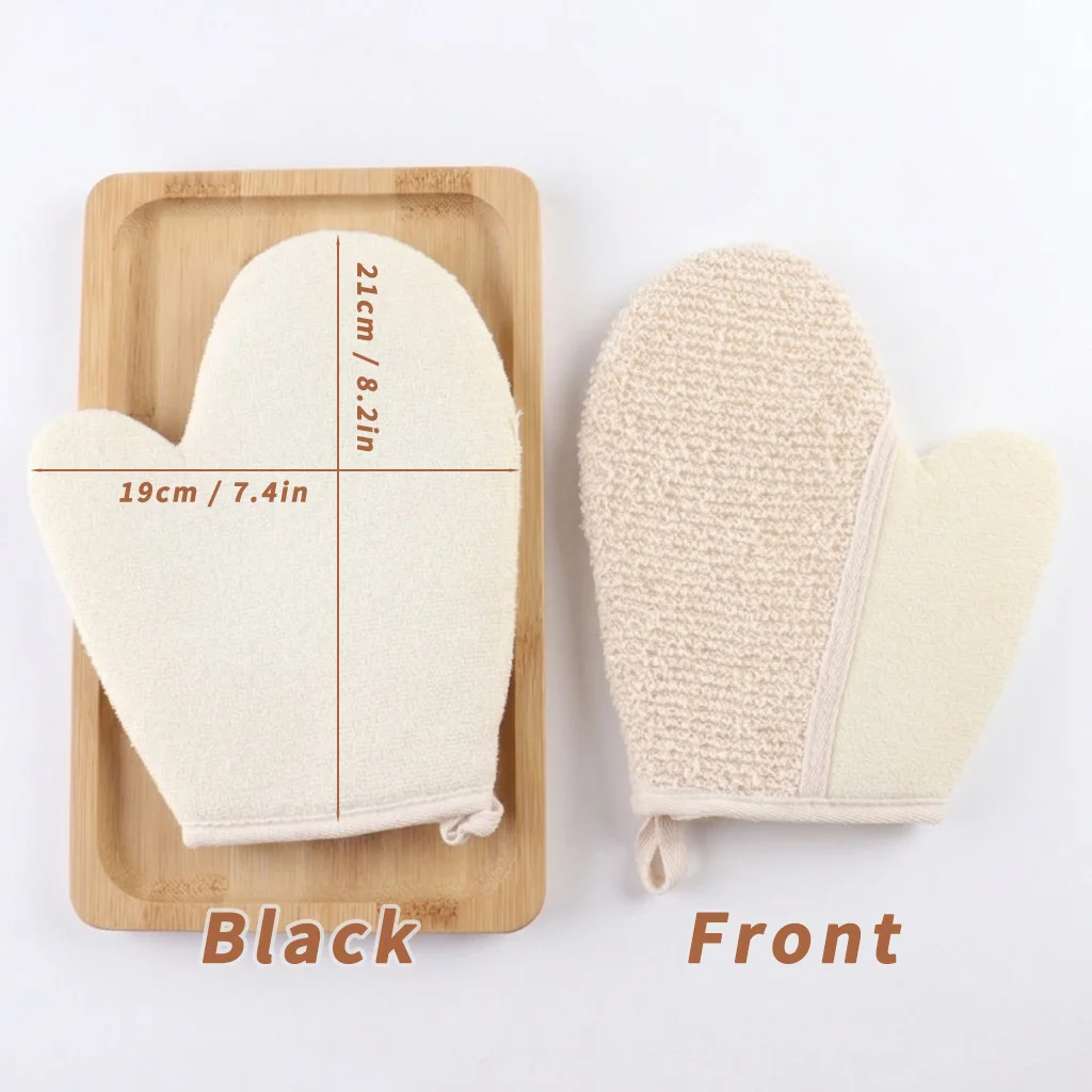 Premium Double-Sided Bathing Mitt - Rough Exfoliator & Gentle Terry Cloth – with Bamboo Draining Dish - Eco-friendly Skin Care view 5