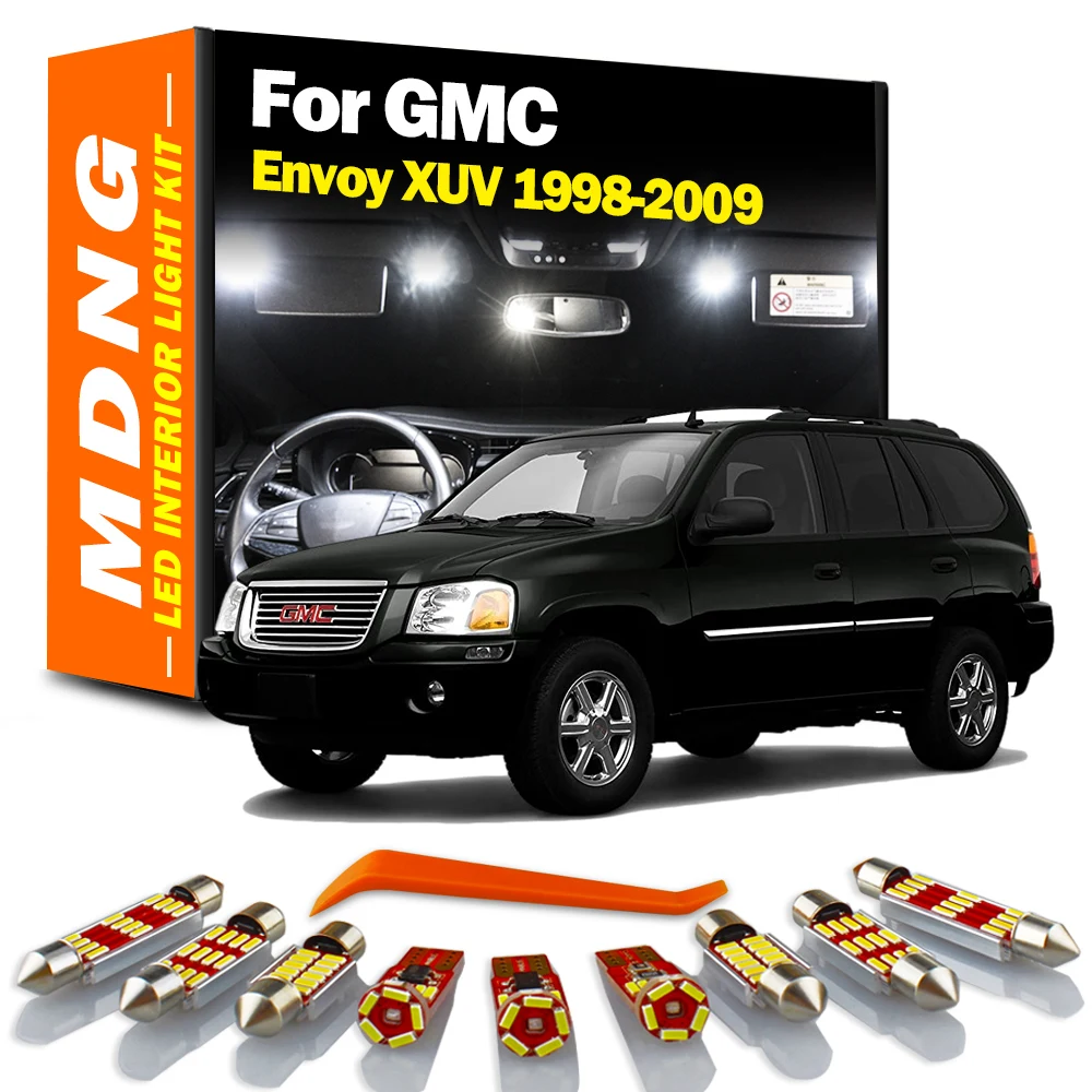 MDNG License Plate Lamp For GMC Envoy XUV 1998-2003 2004 2005 2006 2007 2008 2009 LED Bulbs Interior Map Dome Light Kit No Error