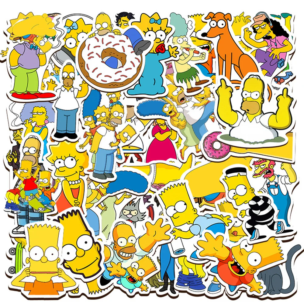 Pegatinas de dibujos animados de Los Simpson para niños, calcomanías de Anime DIY, grafiti, portátil, teléfono, monopatín, impermeable, 10/30/50/100 piezas