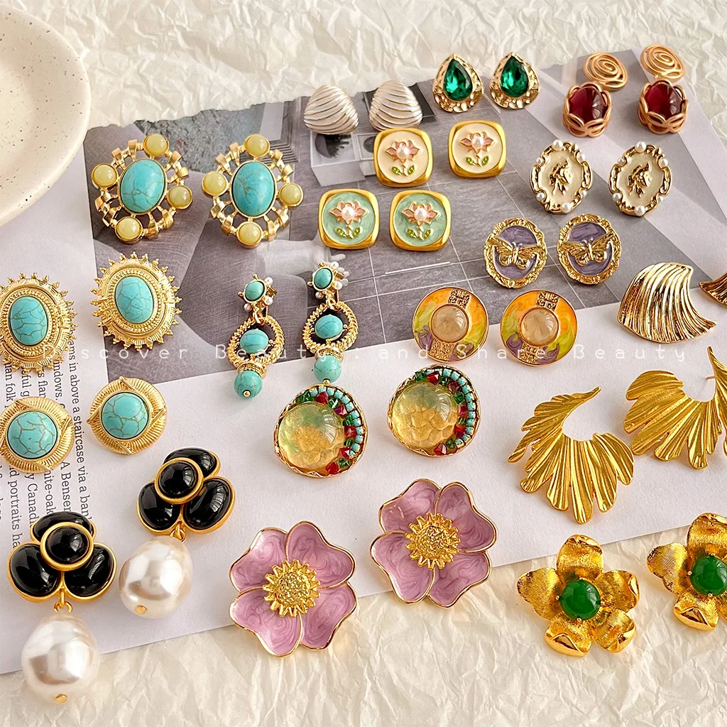 

Серьги DIY в стиле Ван Гога с цветочным мотивом, ретро, модные, элегантные, с серебряной иглой, высококачественные