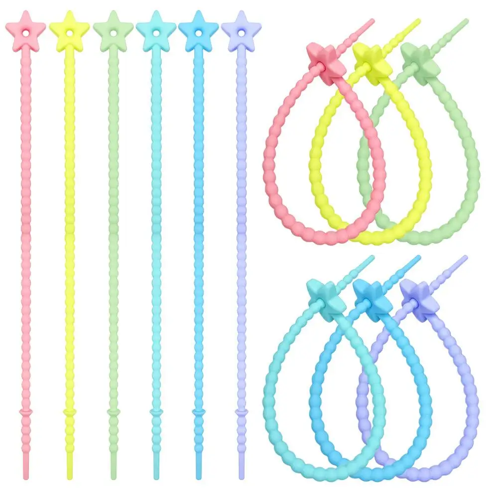 DIY Materials Wire Cable Zip Ties Self-Locking Wire Strap Fastening Clips 22CM Self-Locking Silicone Tie Colorful Reusable