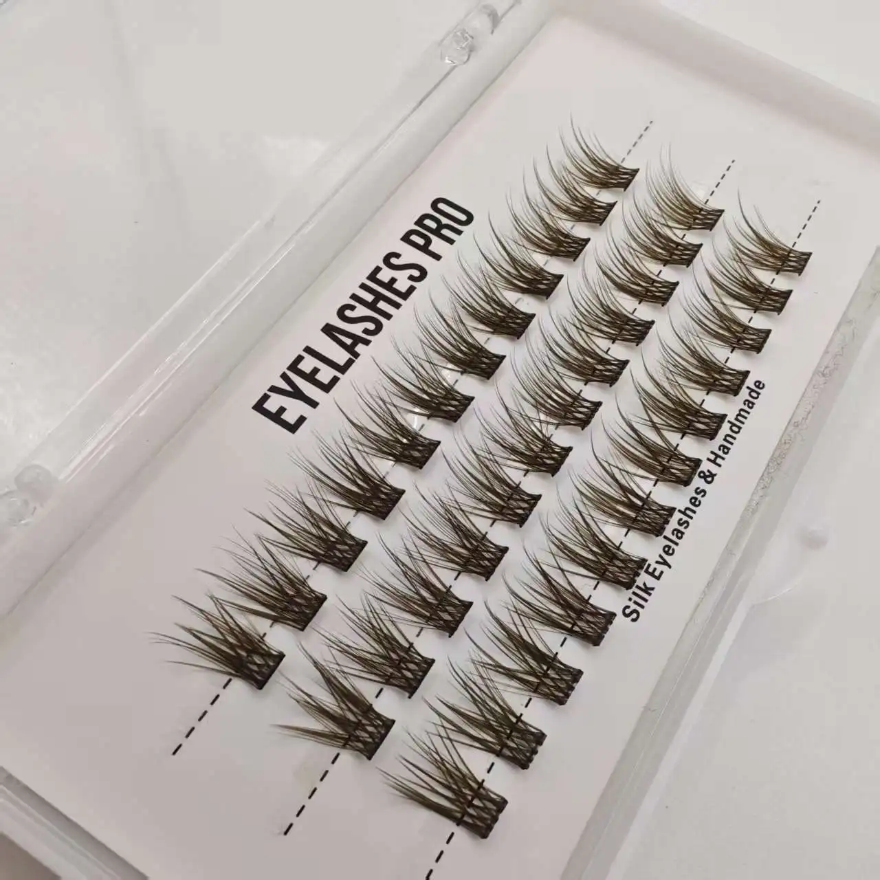 Brown YS DIY Hand Made Eyelash Extension Segmented Flase Lashes Lash Bundles Soft Ribbon Strip Eyelashes Makeup Lashes