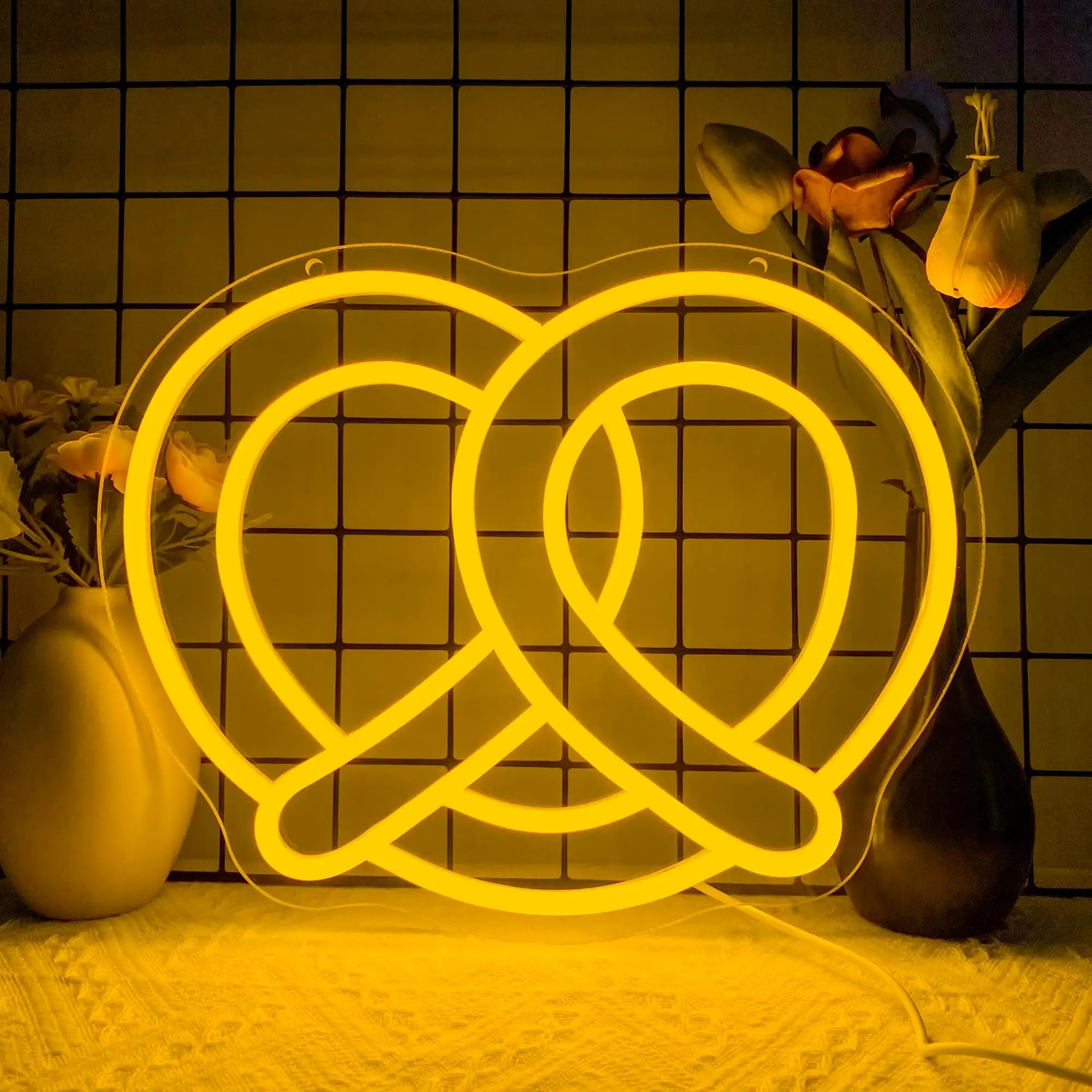 

Неоновые вывески Pretzel Bakery для настенного деко, вывеска с питанием от USB для кухни, ресторана, вечеринки, кафе-бара, подарки на Рождество и день рождения