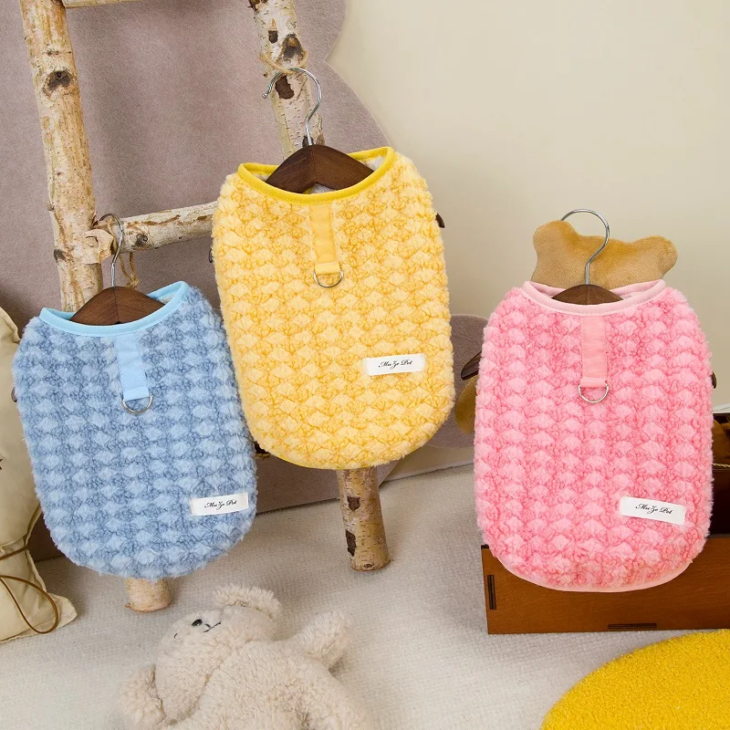 Autumn Pet Dog Coat Jacket Warm Soft Dog Clothes Fashion Puppy Vest Coat Cute Solid Cat Clothes Outdoor Pet Jacket Dog Apparel