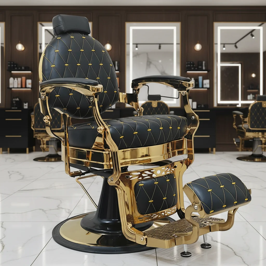 

@#@#A Antique Black Gold Salon Styling Chair Heavy Duty Hydraulic Pump Barber Shop Hairdressing Chair Reclining for Living Room