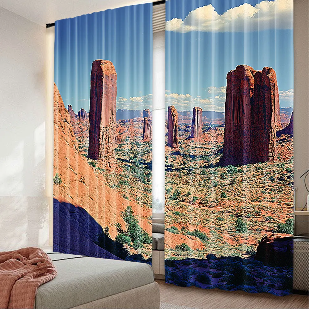 

2Pcs National Parks Curtain Grand Canyon Rock Formations Redrocks Carved American Arizona Desert For Bedroom Living Room And