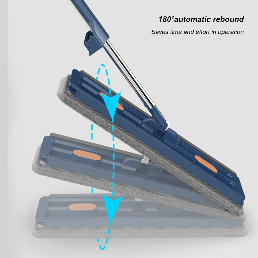 Enlarged Squeeze Mop with Mop Bucket Hand Free Wringing Floor Cleaning Microfiber Mop Pads Wet or Dry Usage on Hardwood Laminate