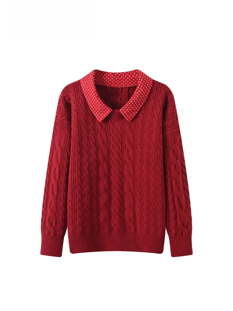 

Loose Long Sve Ne Knitted Sweater for Women plus Size Winter New Sle Casual Comfortable Top Polyester Fiber