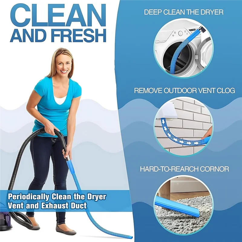 

B83B-For Lint Removal For Clogged Ducts Dryer Vent Cleaner Universal Vacuum Hose Attachment Deep Cleaning Brush Vacuume