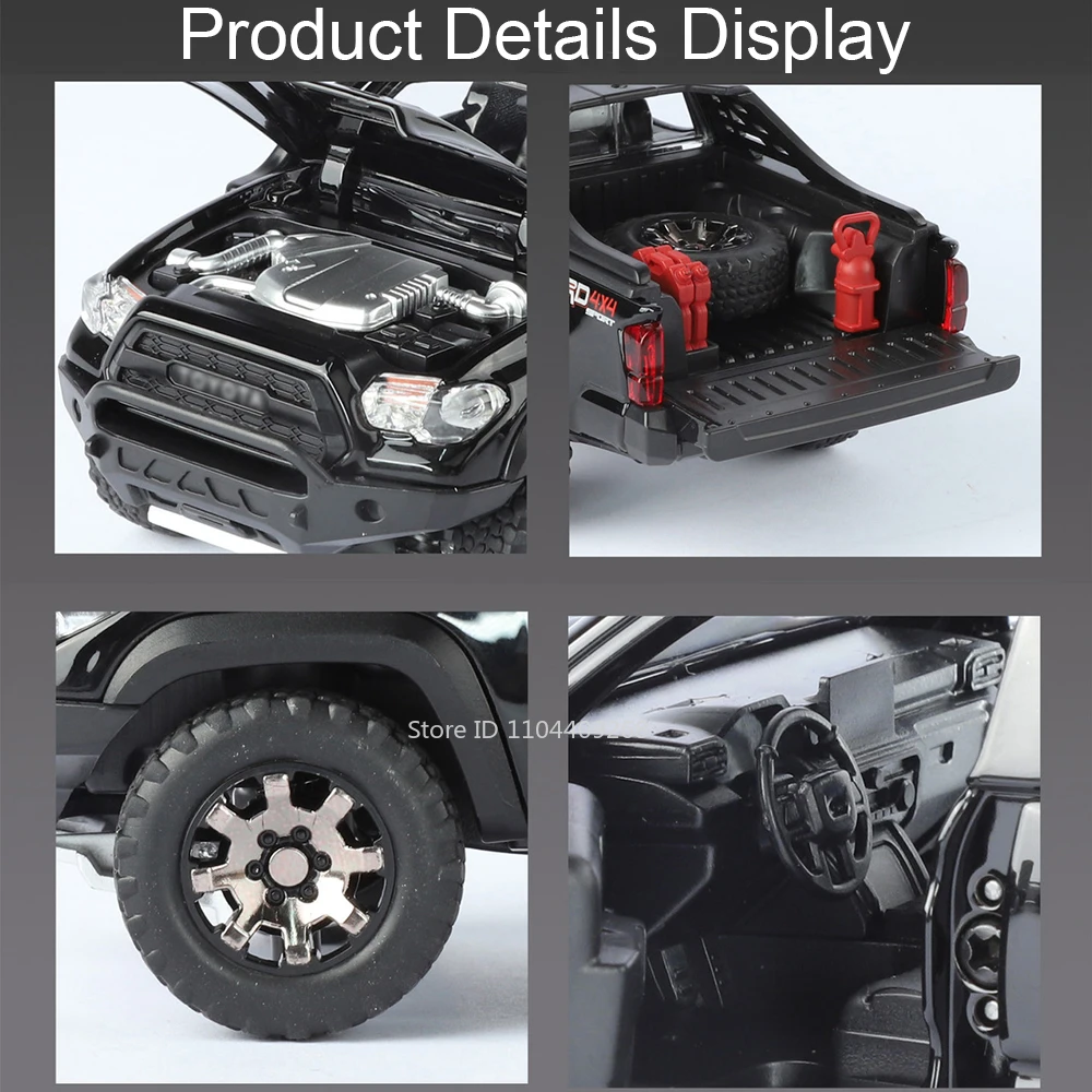 1:32 Scale TACOMA Raptor F150 Model Car Toy Sound Light Diecast Metal Pull Back Off-road Pickup Models Collection Kids Gifts