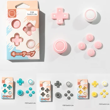 Neues Design Silikon Soft D-Pad Cross Button ABXY Key Sticker Skin Case für Switch Lite NS lite Joy-con Thumb-Stick Cap Cover