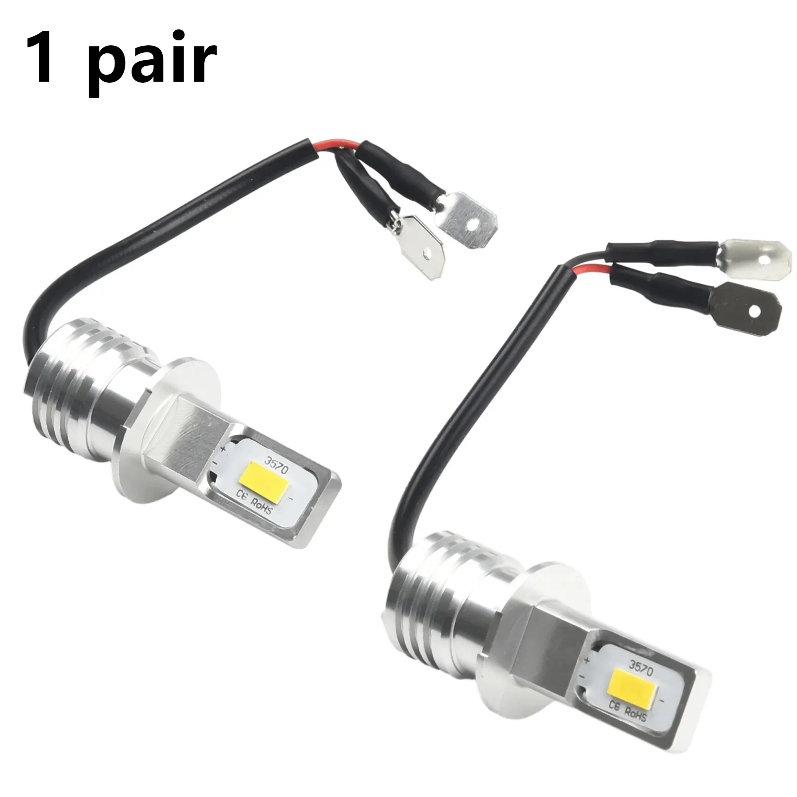 2Pcs H3 LED Car Fog Light Bulb Conversion Kit Super Bright Yellow DRL Lamp 3000K 80W 2000LM 12V-24V DC Car LED Fog Light