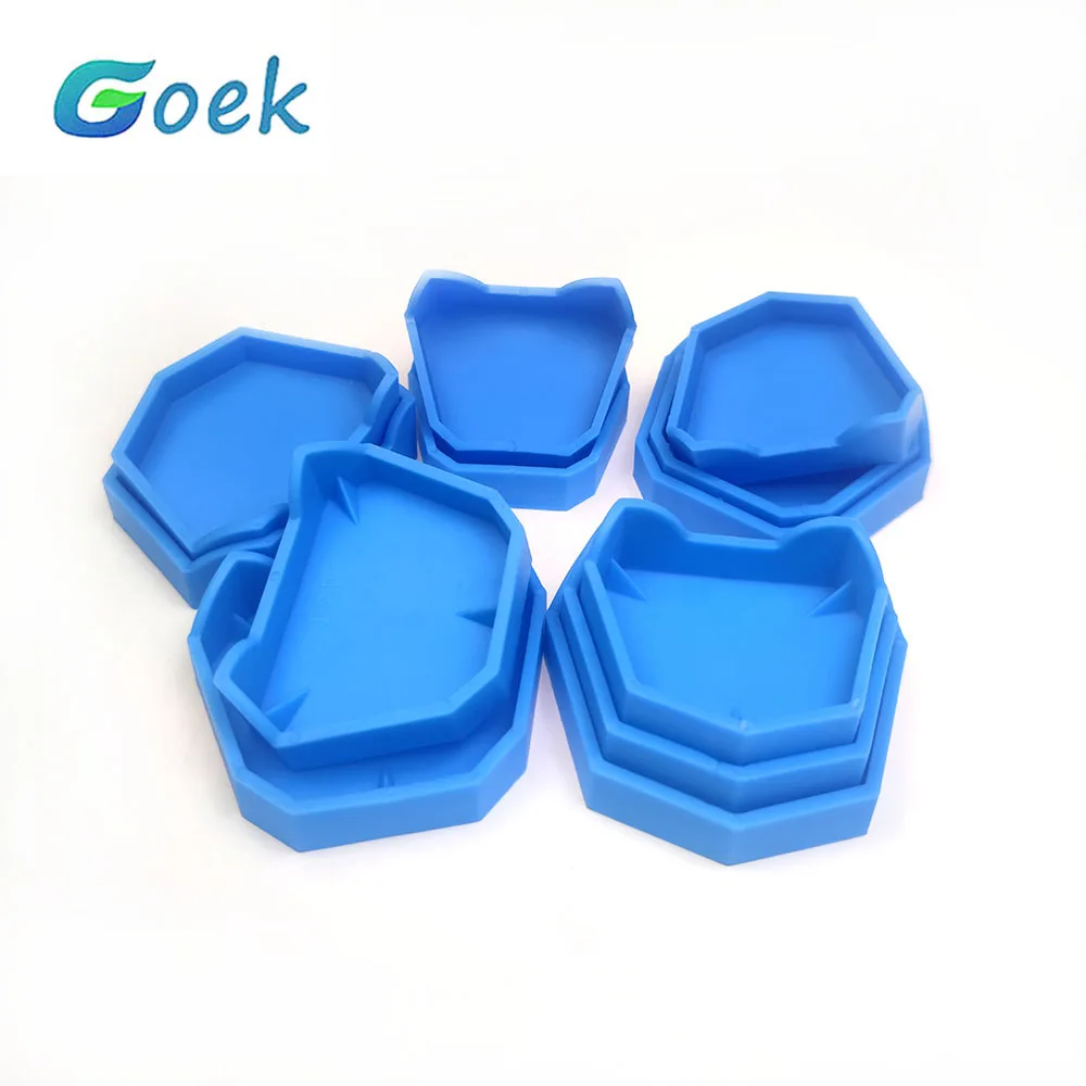 6pcs/set Dental Mold Plaster Bases S M L Denture Tray Silicone Model Rubber Mould Former Blue Color Dentistry Material Lab Tool