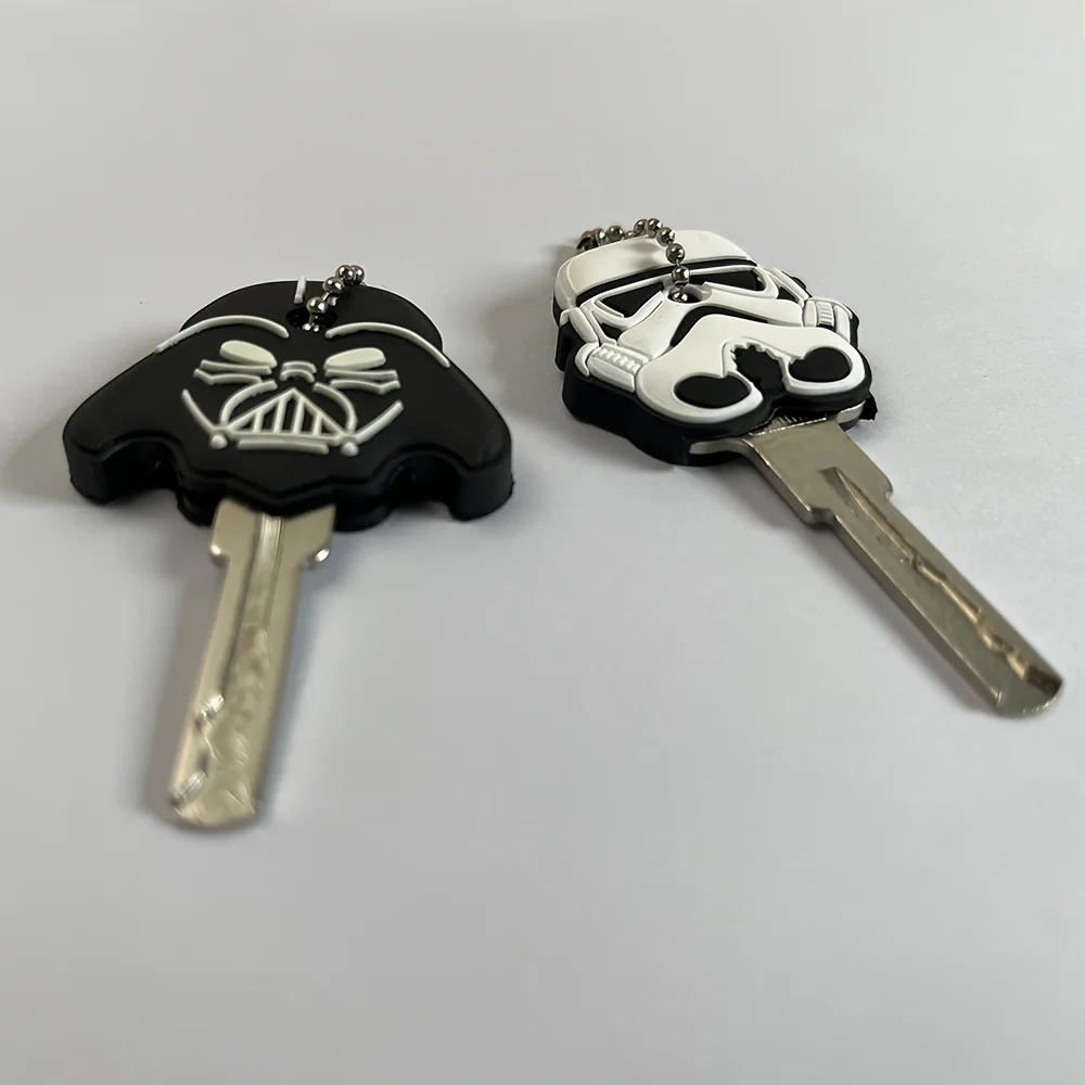 Portachiavi durevole in PVC per cartoni animati, design Stormtrooper in bianco e nero, regalo perfetto per Halloween, Natale, accessori di Halloween