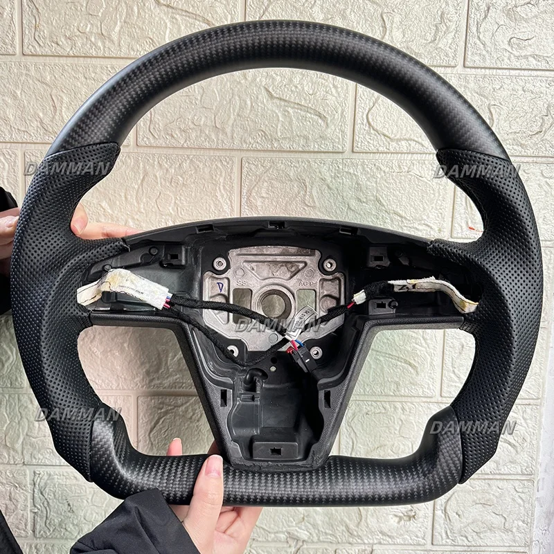 

Matte Carbon Fiber Steering Wheel For Tesla Model S Model X 2021 2022 2023 2024 YOKE Perforated Leather With Heating Accessories