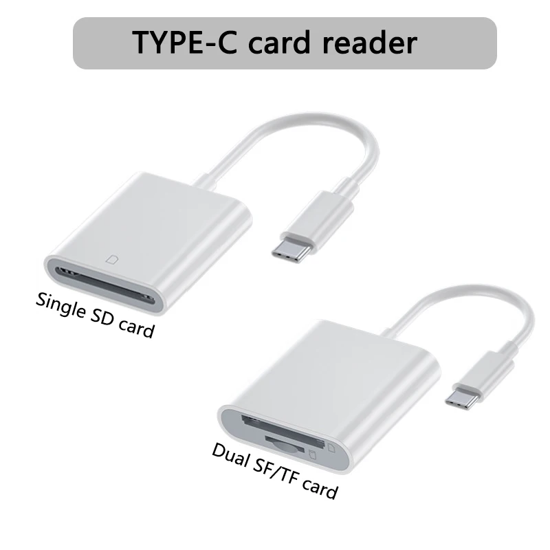 

SD Card Reader for iPhone 15/iPad/Mac, Type C to SD TF Dual Card Slot Memory Portable Card Reader, Type C Plug and Play-2 Slots