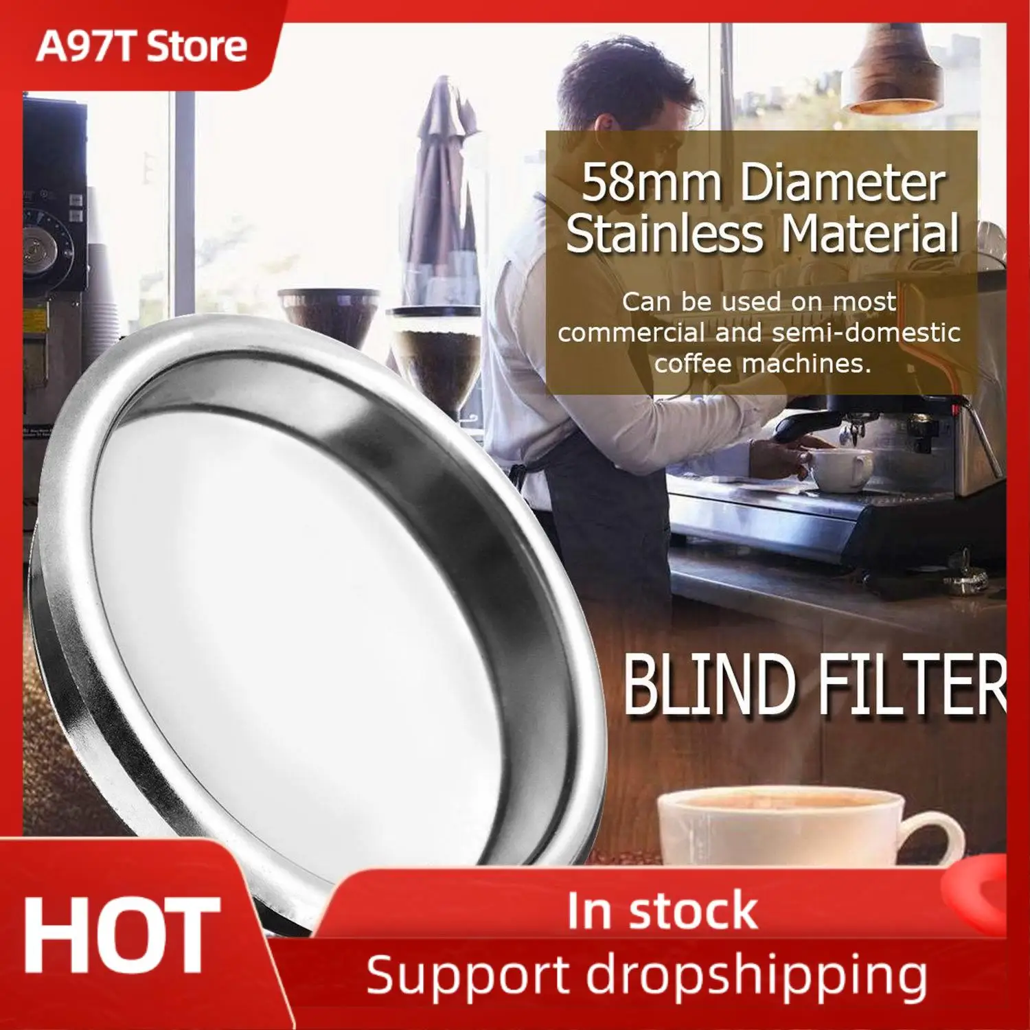 

A97T 2 In 1 Coffee Machine Brush Nylon Espresso Coffee Grinder Brushes Head Kitchen Tools With 58Mm Coffee Machine Blank Filterc