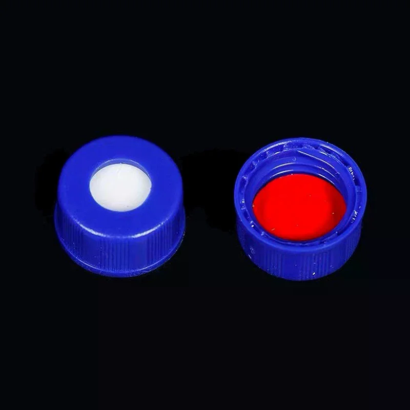 Blue Open-topped Polypropylene Cap Plastic Septa 9 Mm For Chromatography Vial 2 Ml Replacement
