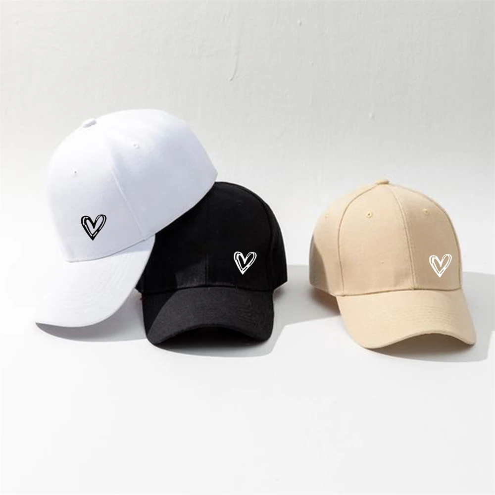 1 Piece Solid Color Heart Printing Pattern Baseball Cap for Women Men Baseball Hats Suitable Travel, Shopping Daily Leisure