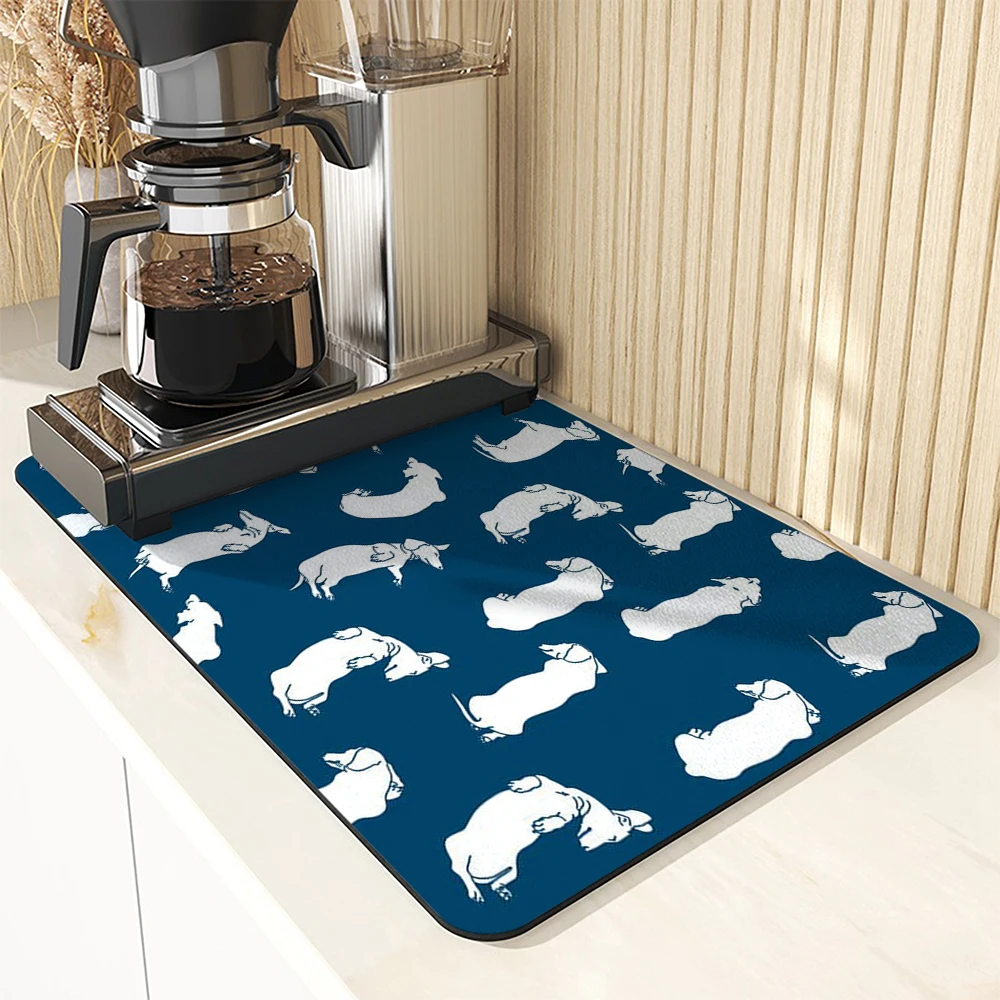 Large Kitchen Super Absorbent Mat Fun Dachshund Dog Printing Mat Drying Mat Quick Dry Bathroom Drain Pad Kitchen Faucet Placemat