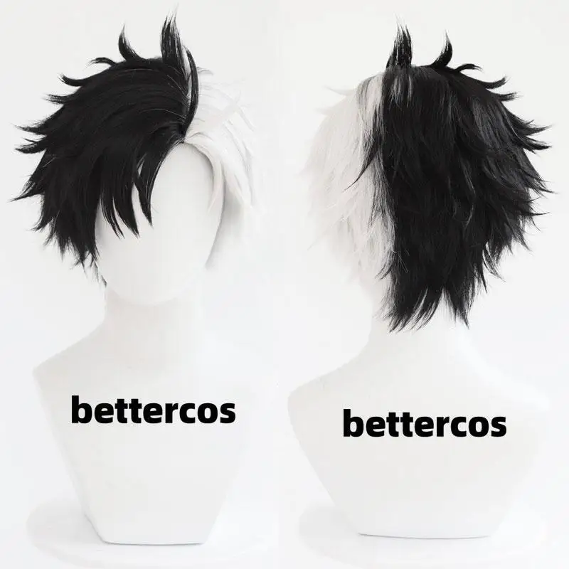 

Wind Breaker Haruka Sakura Cosplay Wig Anime Black White Short Hair Bofurin Halloween Party for Women Men WigS