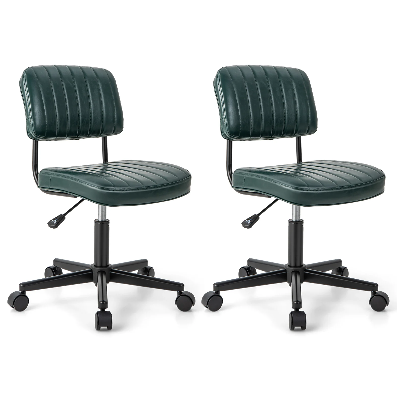 

2PCS PU Leather Office Chair Adjustable Swivel Task Chair w/ Backrest Green