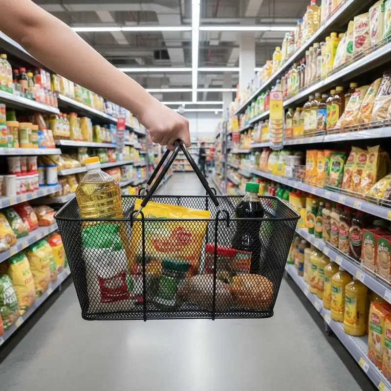 Obrázek 8: Nákup košíky s madla, 12 kousky, černá kov nákup koš, přenosné drát nákup koš, černá drát pletivo nákup koš sada pro supermarketech, drobný obchody, grocery nákup, černá