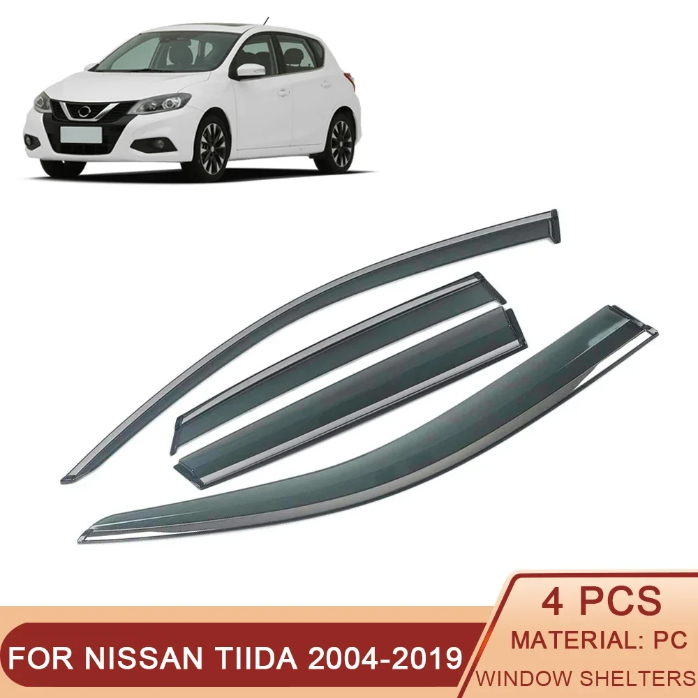 

For NISSAN TIIDA 2007-2019 Car Window Sun Rain Shade Visors Shield Shelter Protector Cover Trim Frame Sticker