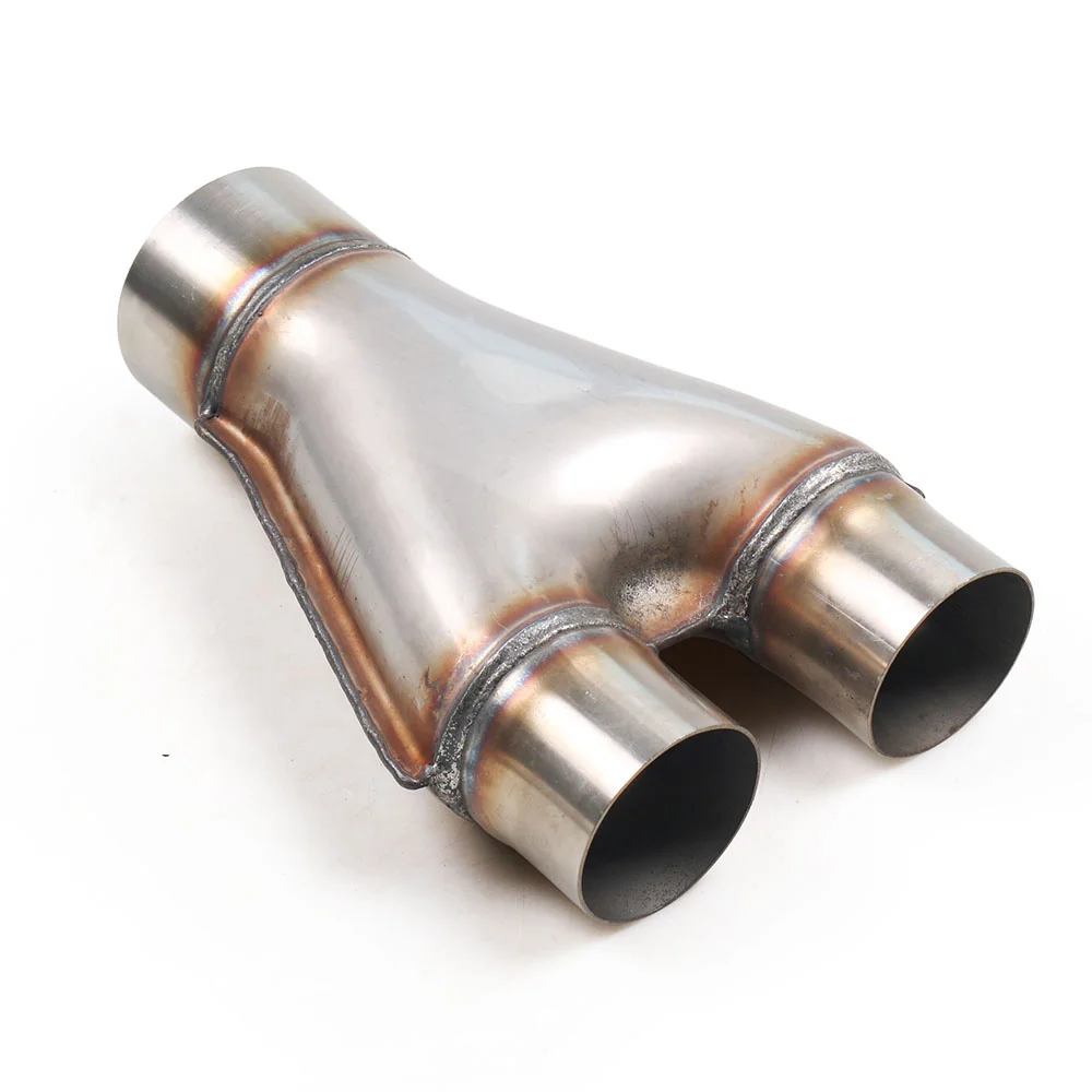 Lodenqc Universal Custom Car Exhaust Y-Pipe 304 Stainless Steel exhaust Y type Pipe Adapter Connector Tube Cone BX102125