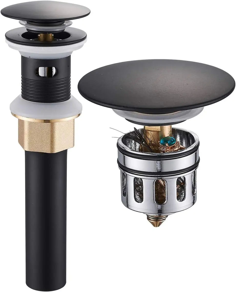 

Слив для раковины-чашки, сливная пробка для смесителя раковины-чашки, встроенный фильтр от засоров, с переливом, матовый