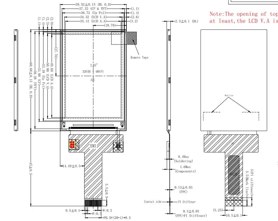 Módulo LCD IPS de interface MIPI ST7701S de 2,4 polegadas 320x480