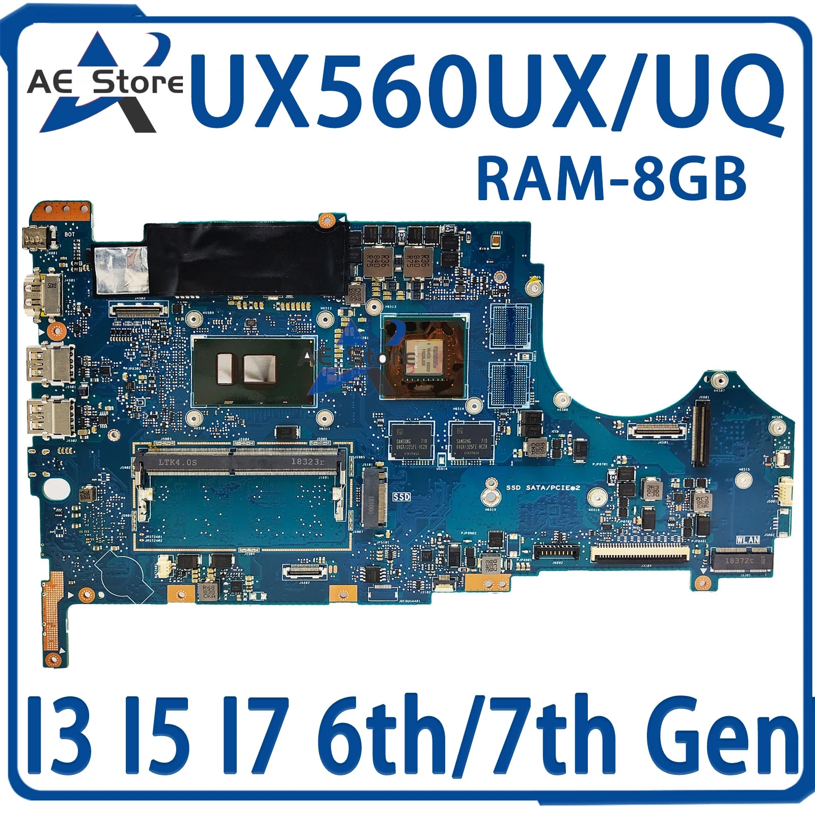 

UX560UX Laptop Motherboard For ASUS Q524UQK Q534UQ UX560UQK UX560UXK UX560UQ Notebook Mainboard i3 i5 i7 6th/7th V2G RAM/8GB