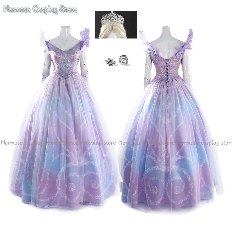 A;3\v,7'd/Glinda Cosplay Costume Woman Lovely Princess Dress Crown Ear Hoops Accessories Halloween Carnival Party Outf6'b\7.n;8/