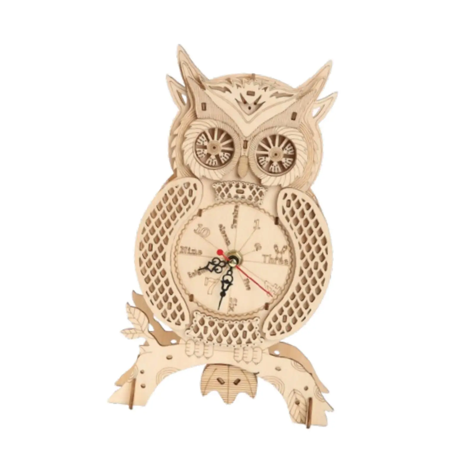 

3D Wooden Puzzle Owl Clock Owl Desk Clock for Farmhouse Indoor Bedroom