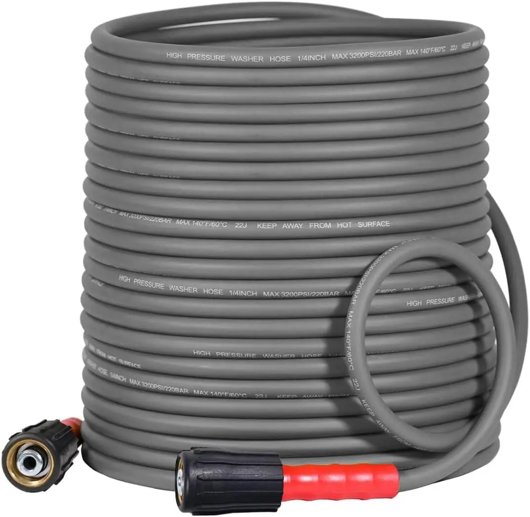 

Super Flexible Pressure Washer Hose 100FT 1/4", Kink Resistant Power Washer Hose Replacement USA.NEW