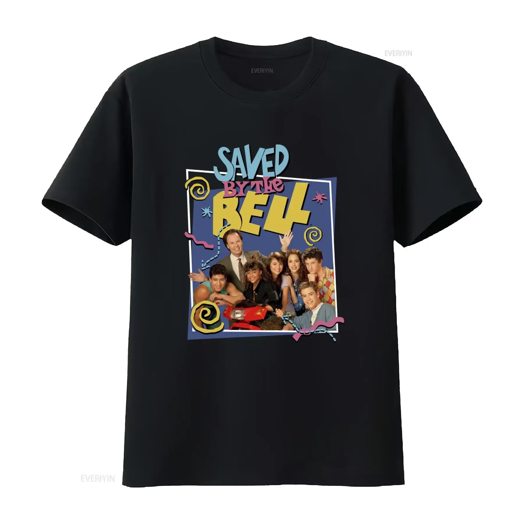 Cast Saved By The Bell T Shirt Retro TV Show Design Crew Neck  vintage Washed Stylish Casual Breathable Stretched streetwear