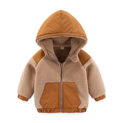 Sprung meter 2-7t Winter haube Baby Cartoon Reiß verschluss Jungen Mädchen Jacken Mäntel Mode Kinder Outwear Fleece Mäntel Kinder kleidung