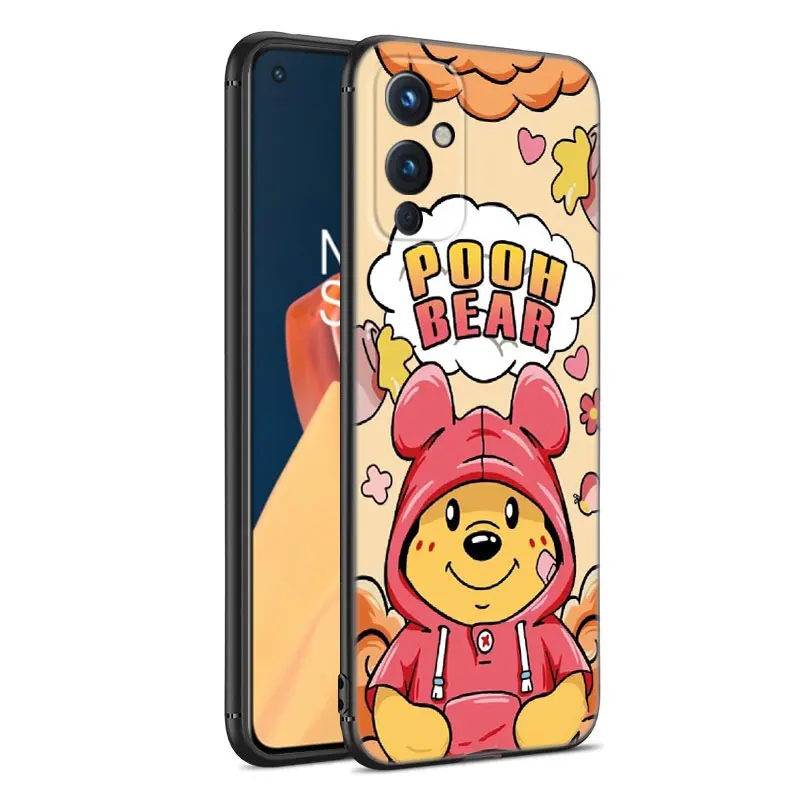 Honey The Pooh Bear Black Silicone Phone Case For OnePlus 9 10 11 12 ACE 2V Pro 9RT 10T 10R Nord CE 2 3 Lite N10 N20 N30 5G