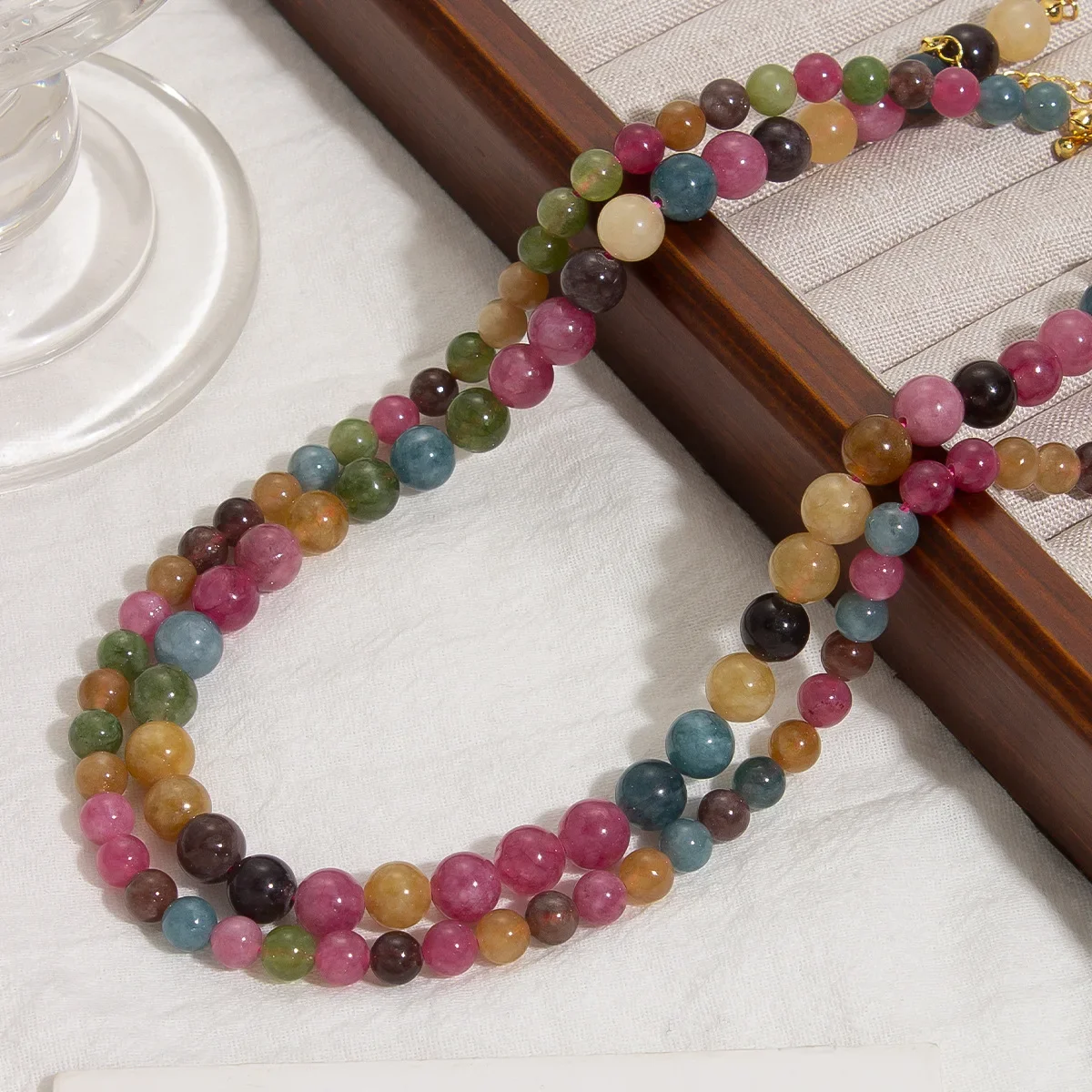 High-End Niche Natural Gemstone Dobaite Biolite Beads Necklace Luxury Lightweight Collarbone Chain Necktie For Special Occasions